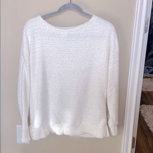 White fuzzy sweater